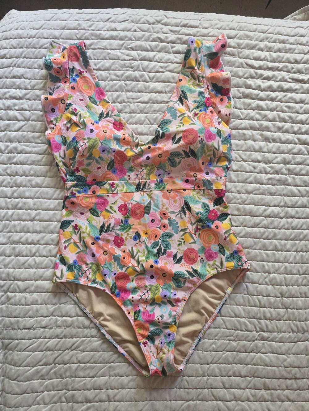 Summersalt x Rifle Paper Garden Party ruffle backflip onepiece swimsuit
